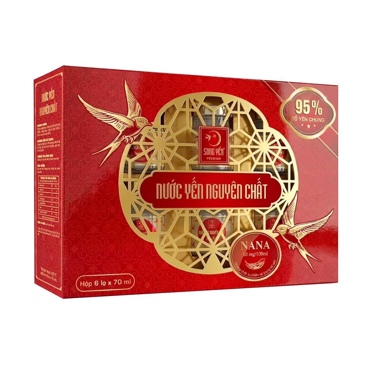 Nước Yến Nguyên Chất (Tổ Yến Chưng 95%) - Hộp 6x70ml